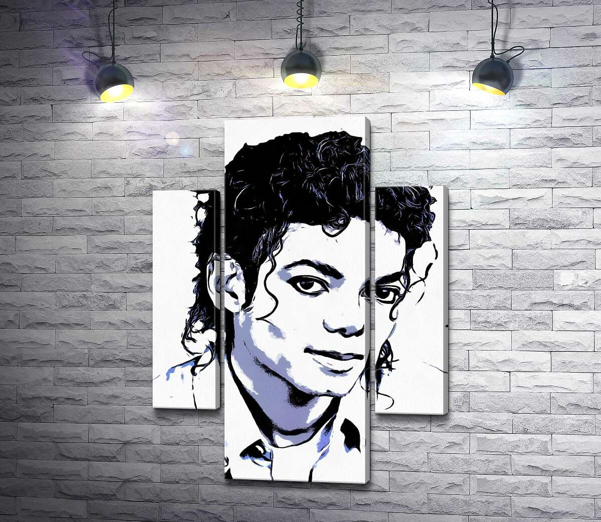 модульна картина Чорно-білий тон портрету Майкла Джексона (Michael Jackson) (Модуль №5)