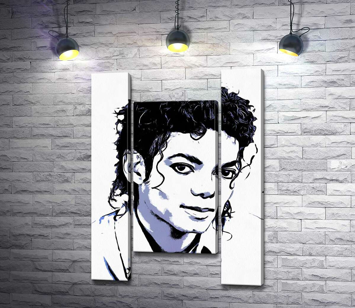 модульна картина Чорно-білий тон портрету Майкла Джексона (Michael Jackson) (Модуль №11)