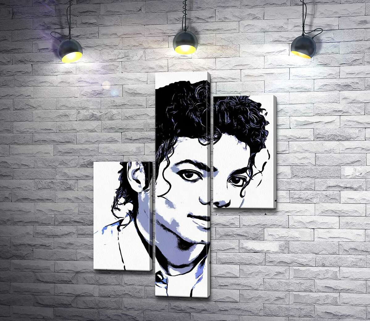 модульная картина Черно-белый тон портрета Майкла Джексона (Michael Jackson) (Модуль №12)