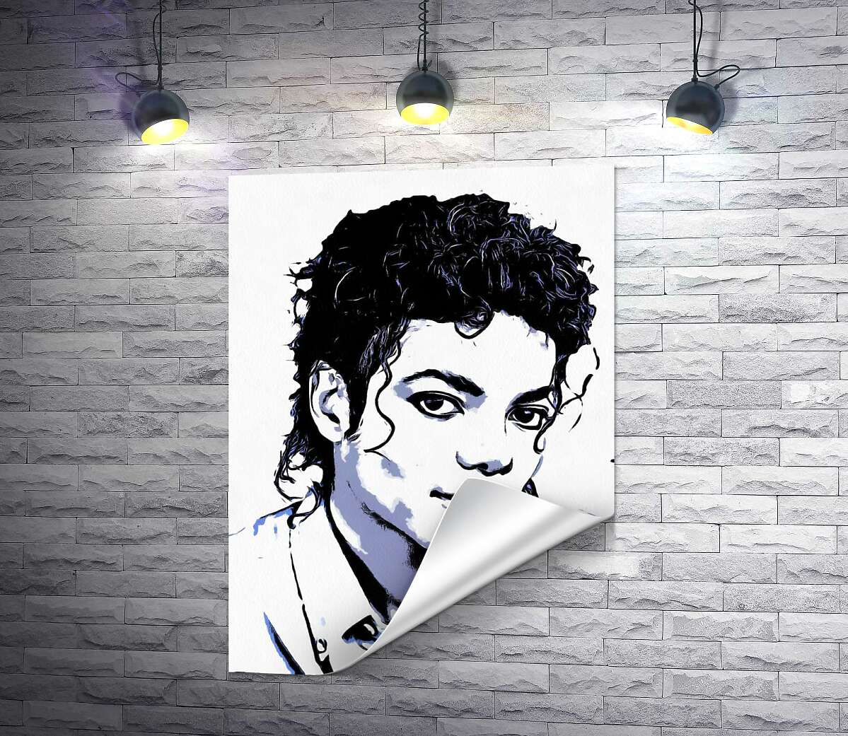 печать Черно-белый тон портрета Майкла Джексона (Michael Jackson)