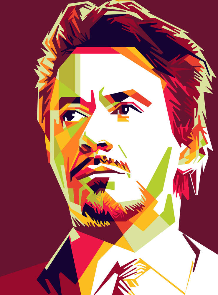картина-постер Красная яркость на портрете актера Роберта Дауни-младшего (Robert Downey Jr)