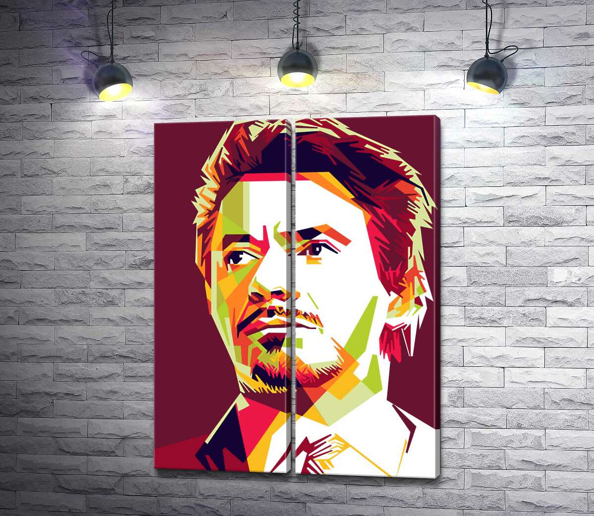 модульная картина Красная яркость на портрете актера Роберта Дауни-младшего (Robert Downey Jr)