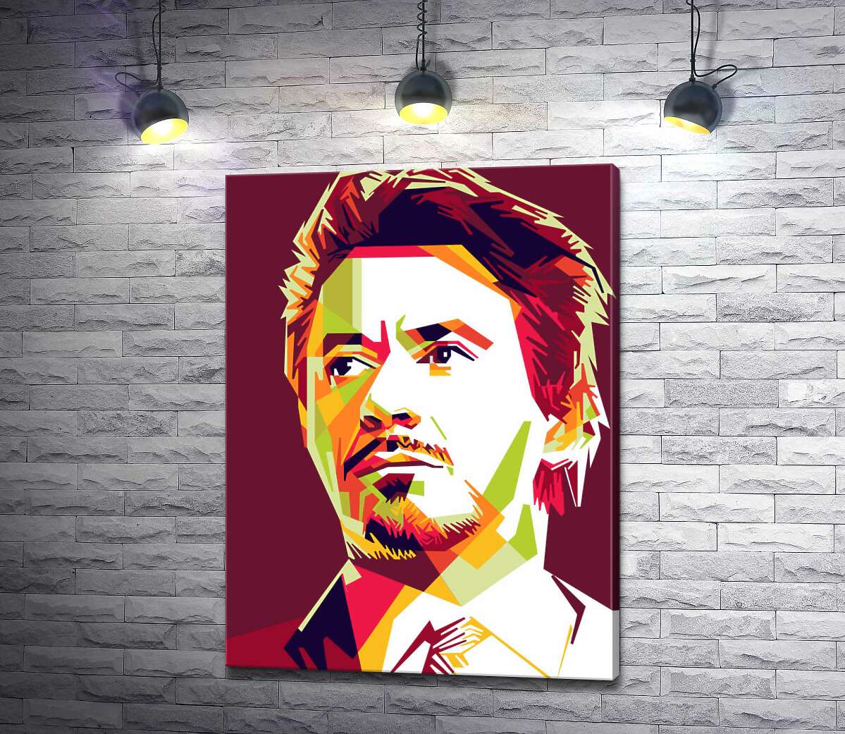 картина Красная яркость на портрете актера Роберта Дауни-младшего (Robert Downey Jr)