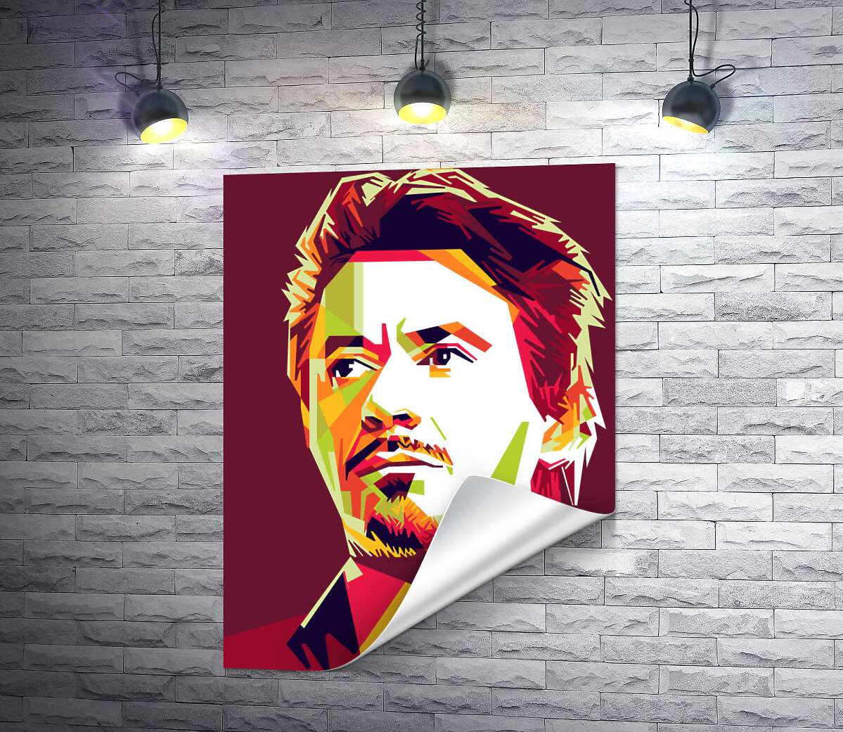 печать Красная яркость на портрете актера Роберта Дауни-младшего (Robert Downey Jr)