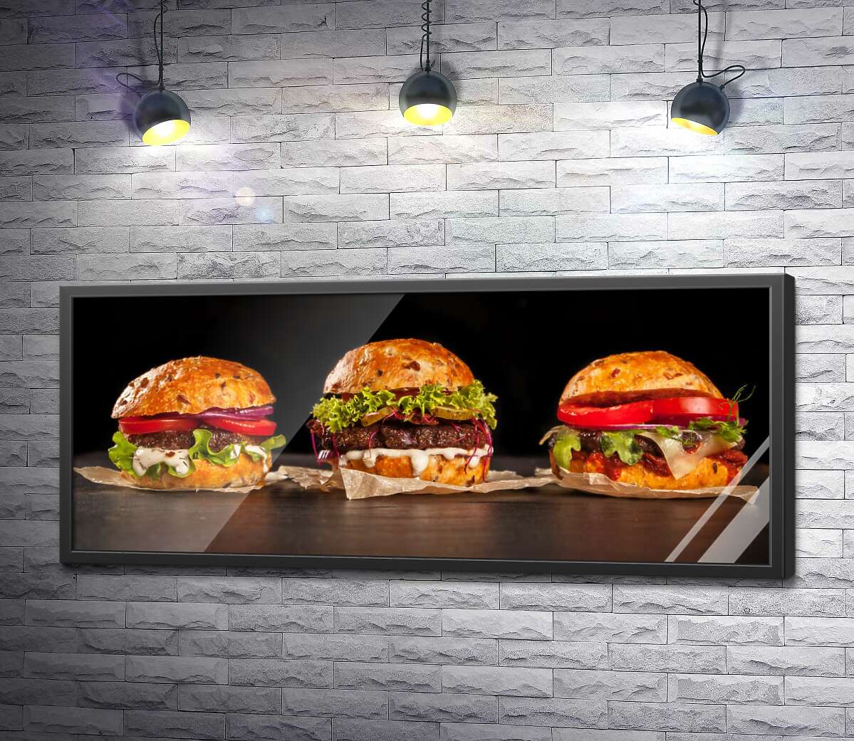постер Запашне тріо свіжих гамбургерів