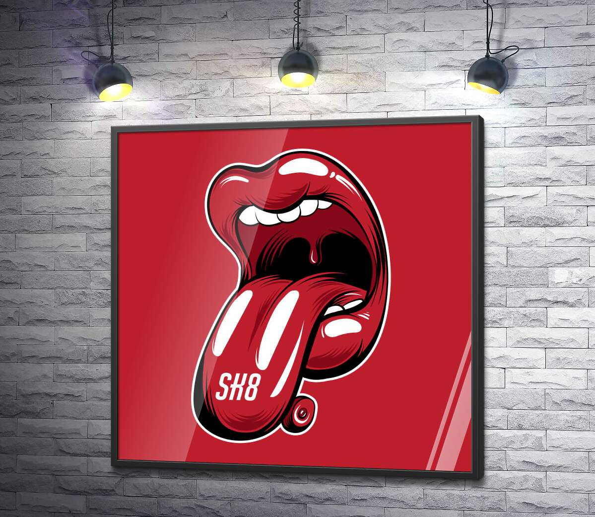 постер Красный скейт на кончике языка