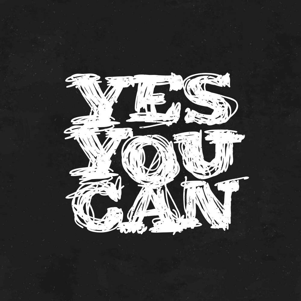 картина-постер Чорний фон виділяє білу фразу "yes you can"