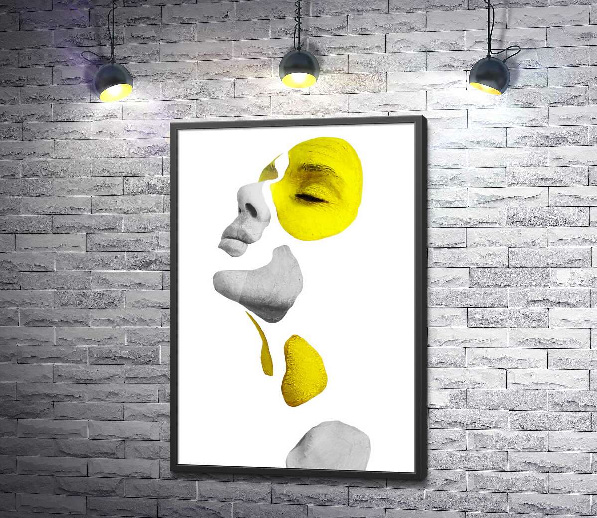 постер Насолода в жовто-сірих акцентах обличчя дівчини