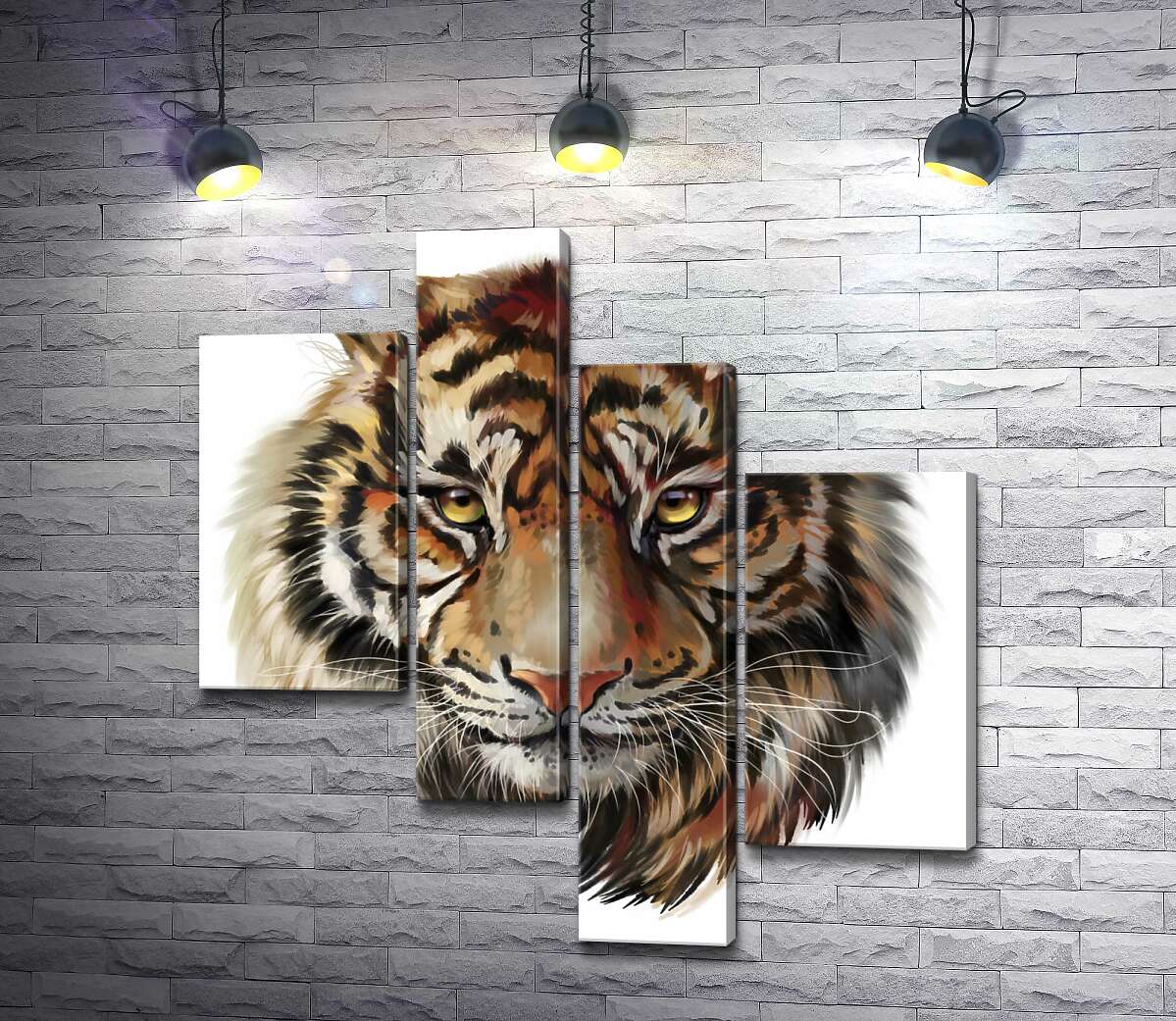 модульна картина Пронизливий погляд тигра поряд з написом "wild life tiger" (Модуль №21)