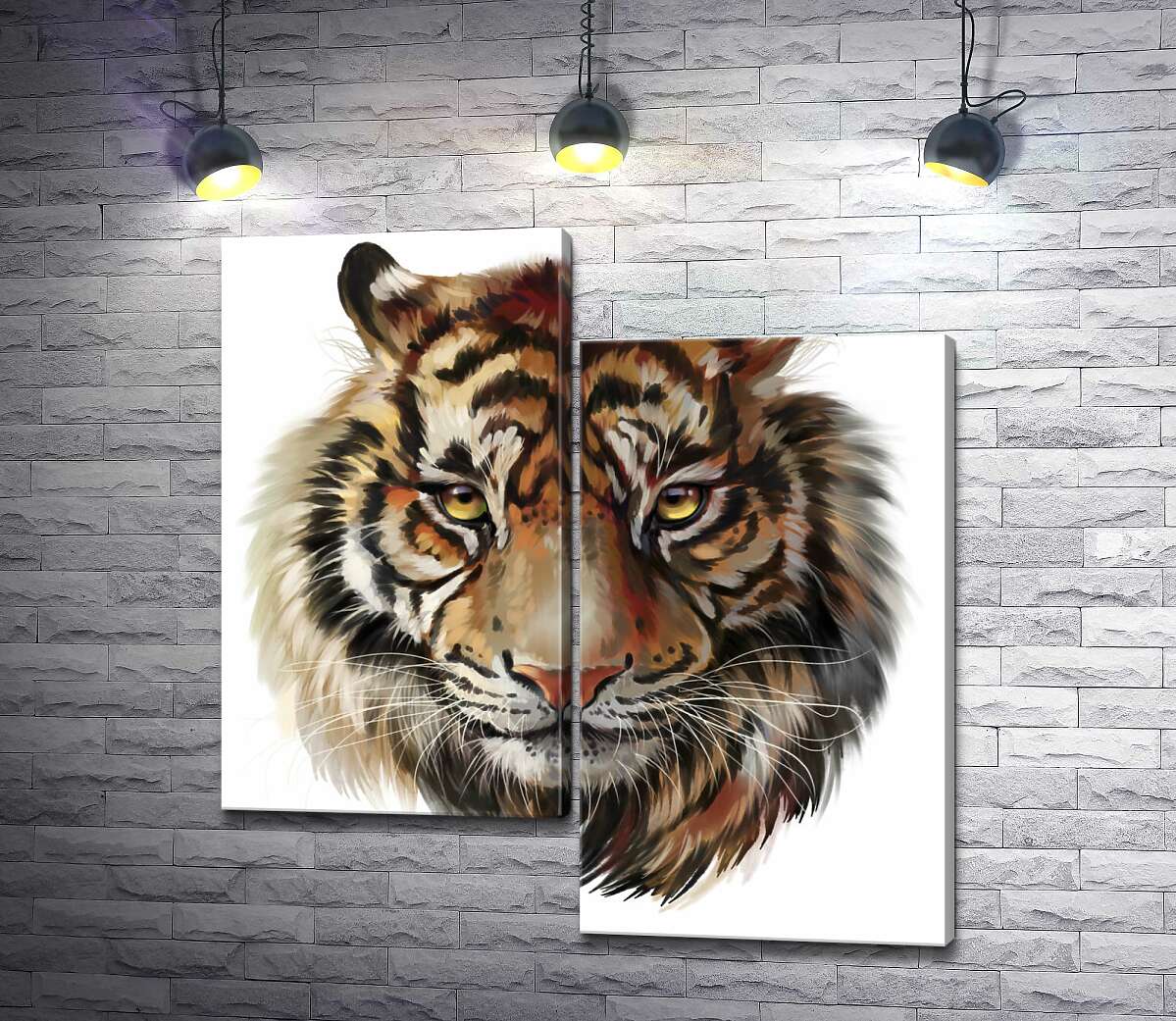 модульная картина Пронзительный взгляд тигра рядом с надписью "wildlife tiger" (Модуль №9)