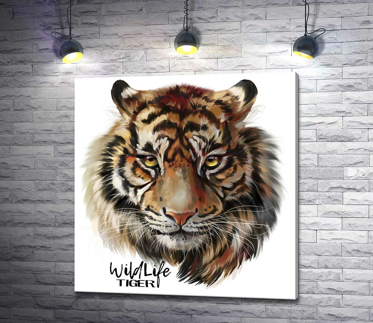 картина Пронизливий погляд тигра поряд з написом "wild life tiger"