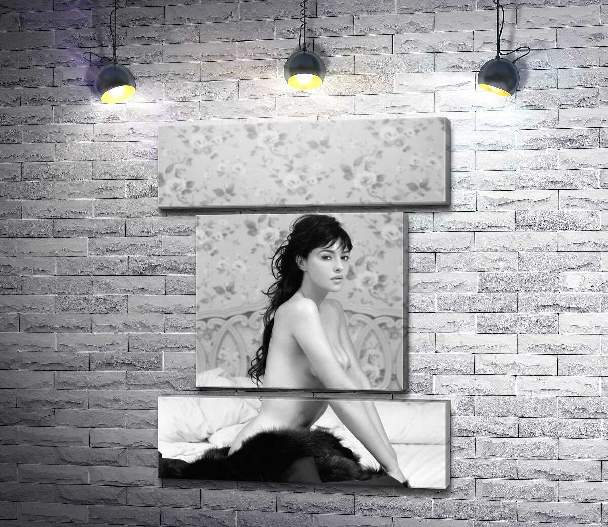 модульная картина Моника Беллуччи (Monica Bellucci) эротично позирует в постели (Модуль №18)