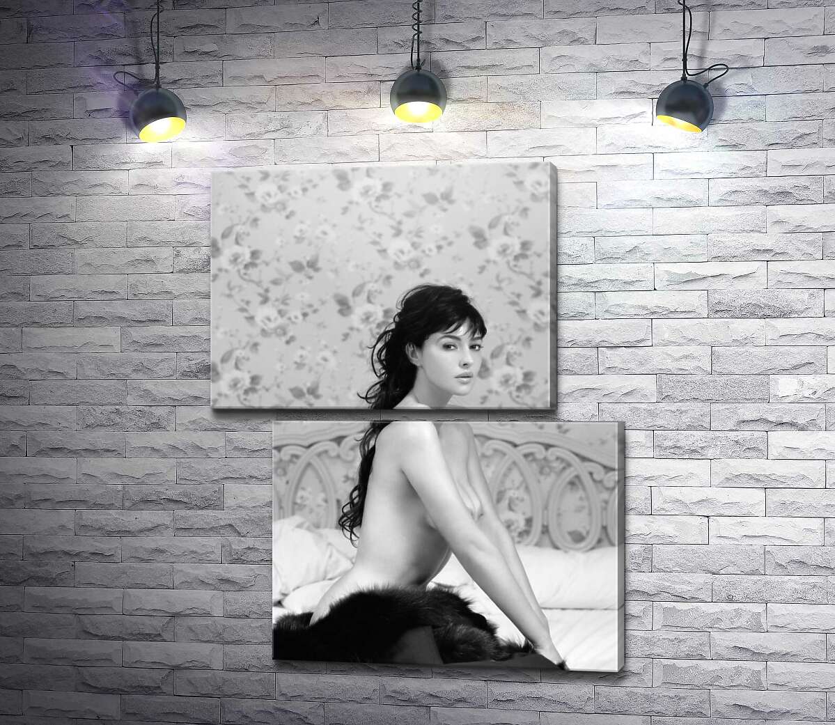 модульная картина Моника Беллуччи (Monica Bellucci) эротично позирует в постели (Модуль №8)
