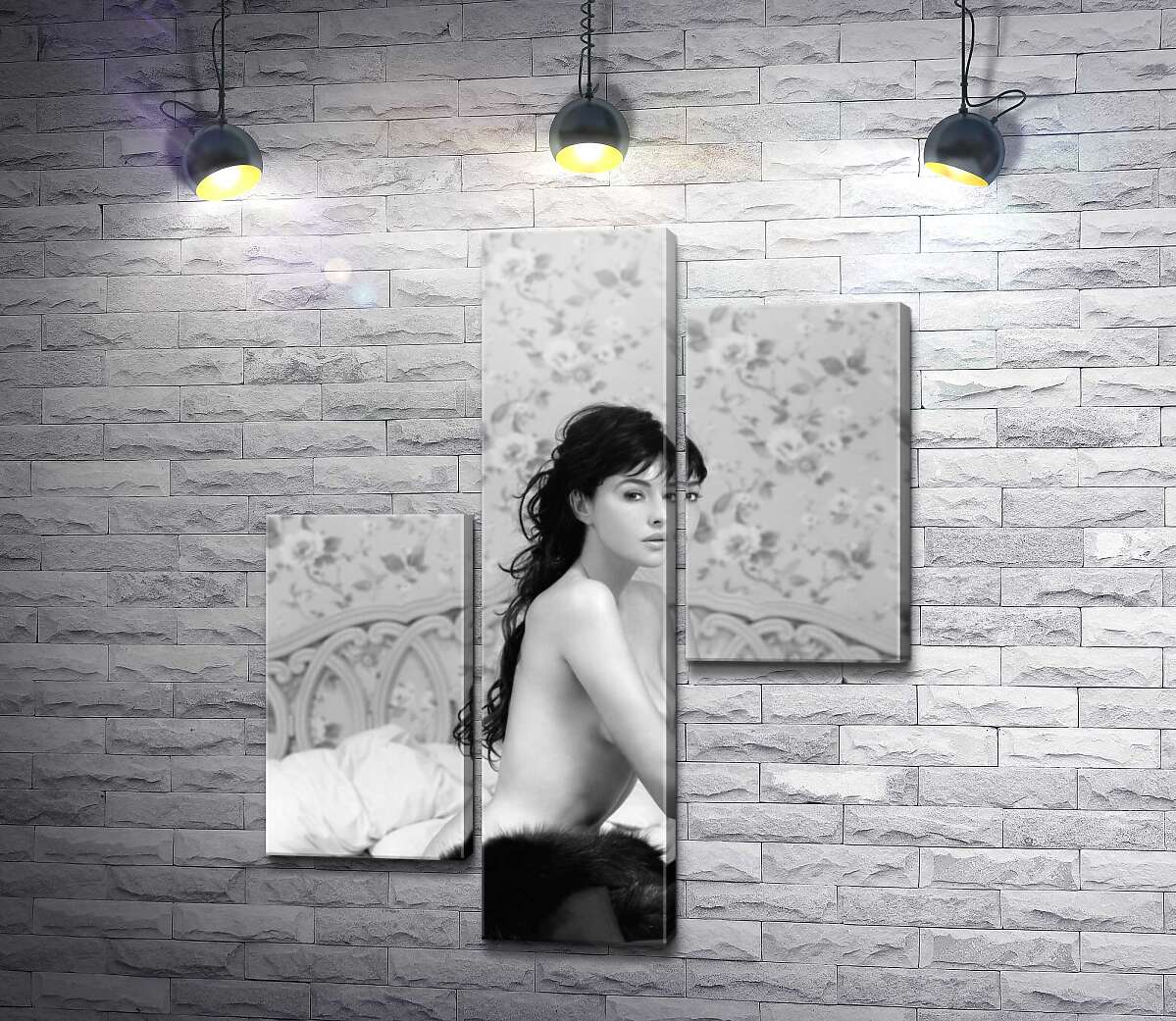 модульная картина Моника Беллуччи (Monica Bellucci) эротично позирует в постели (Модуль №12)