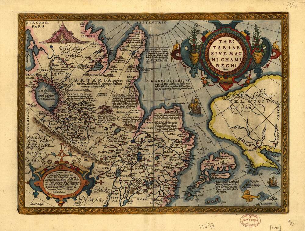 картина-постер "Тартарія" - східна Азія в першому атласі картографа Абрагама Ортеліуса (Abraham Ortelius)