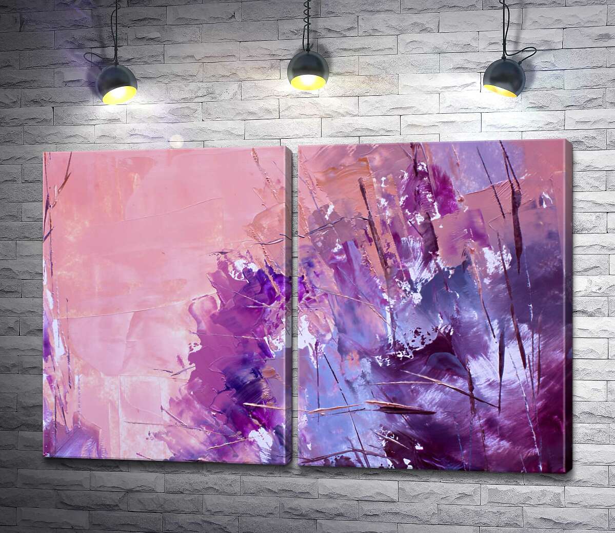 модульна картина Фіолетова палітра відтіняється рожевим в абстрактних візерунках