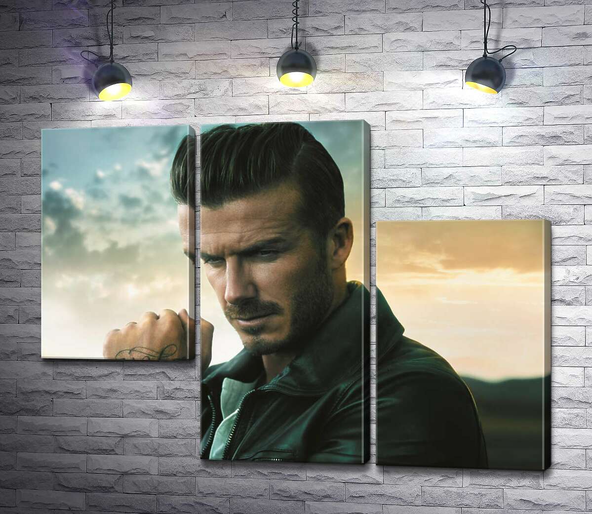 модульная картина Дэвид Бекхэм (David Beckham) рекламирует часы от компании Breitling (Модуль №13)