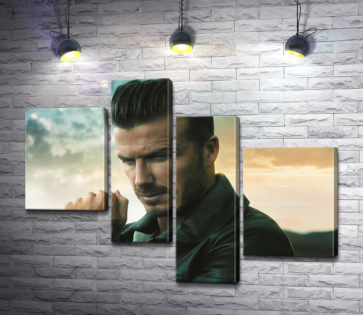модульная картина Дэвид Бекхэм (David Beckham) рекламирует часы от компании Breitling (Модуль №21)