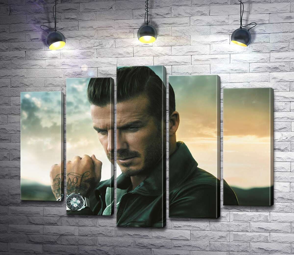 модульная картина Дэвид Бекхэм (David Beckham) рекламирует часы от компании Breitling (Модуль №4)