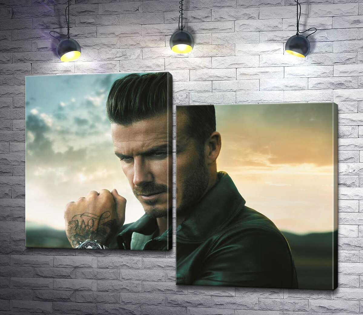 модульная картина Дэвид Бекхэм (David Beckham) рекламирует часы от компании Breitling (Модуль №9)