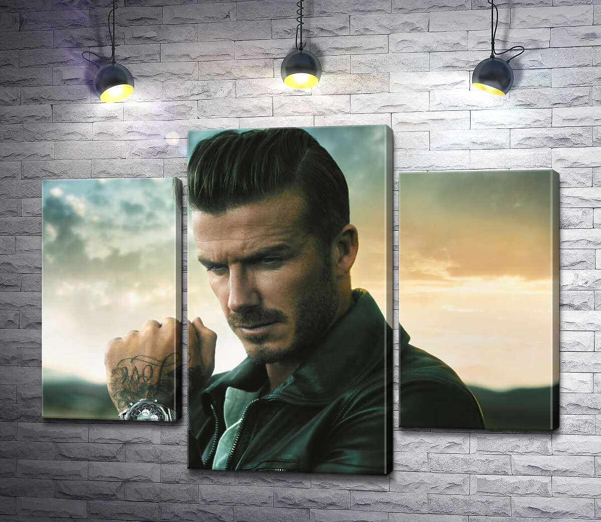 модульная картина Дэвид Бекхэм (David Beckham) рекламирует часы от компании Breitling (Модуль №10)