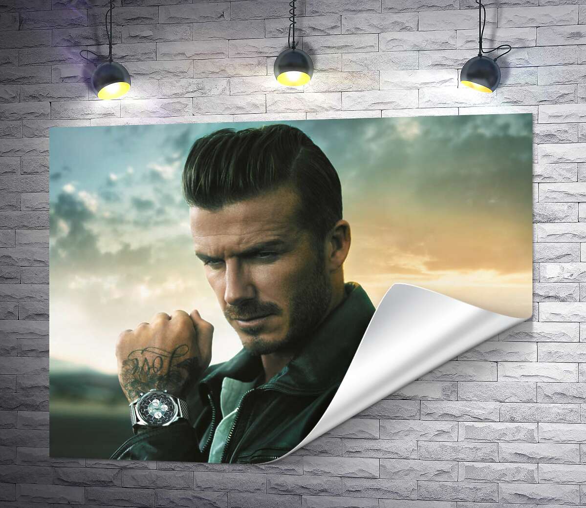печать Дэвид Бекхэм (David Beckham) рекламирует часы от компании Breitling