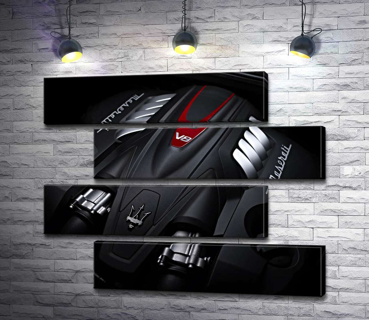 модульна картина Матова поверхня двигуна Maserati Quattroporte (Модуль №23)