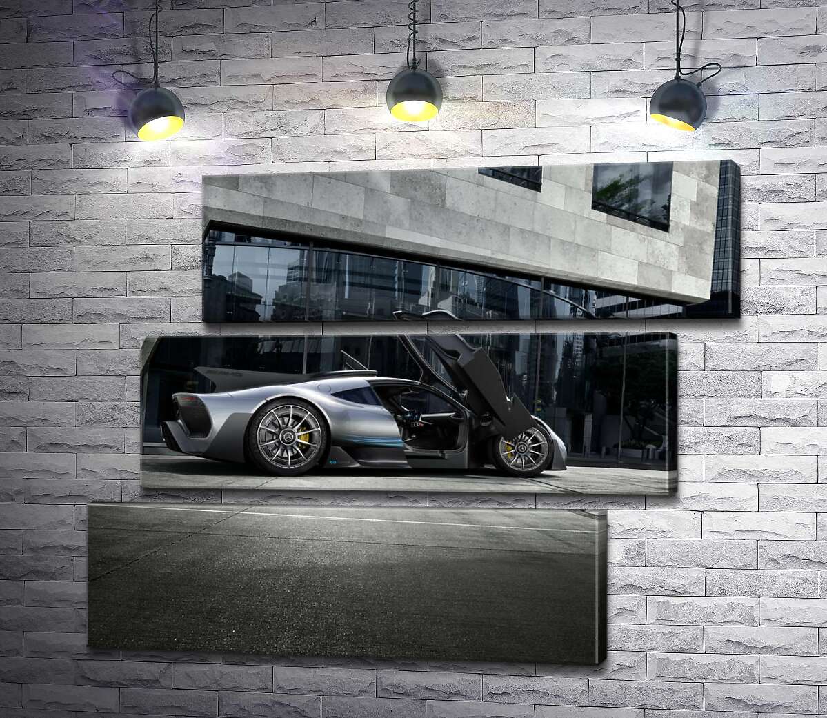 модульна картина Крила-двері в сірому гіперкарі Mercedes-AMG Project One (Модуль №17)