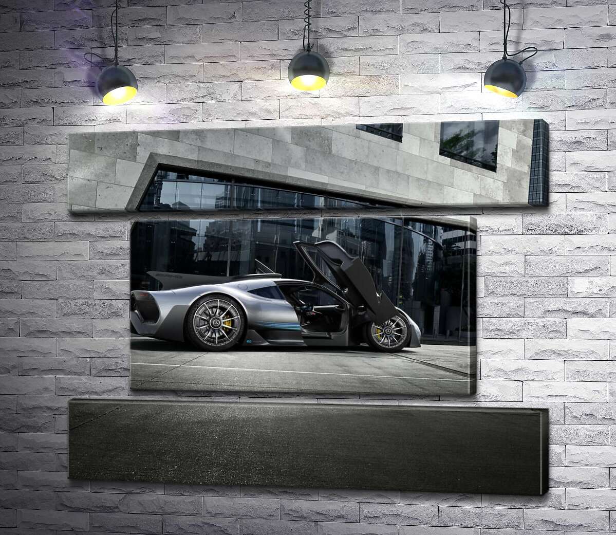 модульная картина Крылья-двери в сером гиперкаре Mercedes-AMG Project One (Модуль №18)