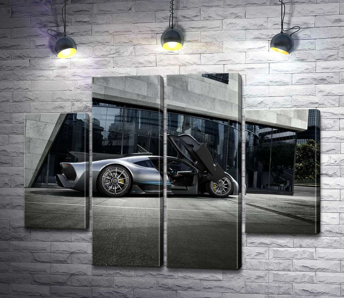 модульна картина Крила-двері в сірому гіперкарі Mercedes-AMG Project One (Модуль №20)