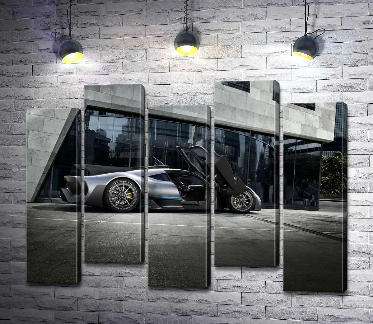 модульна картина Крила-двері в сірому гіперкарі Mercedes-AMG Project One (Модуль №30)