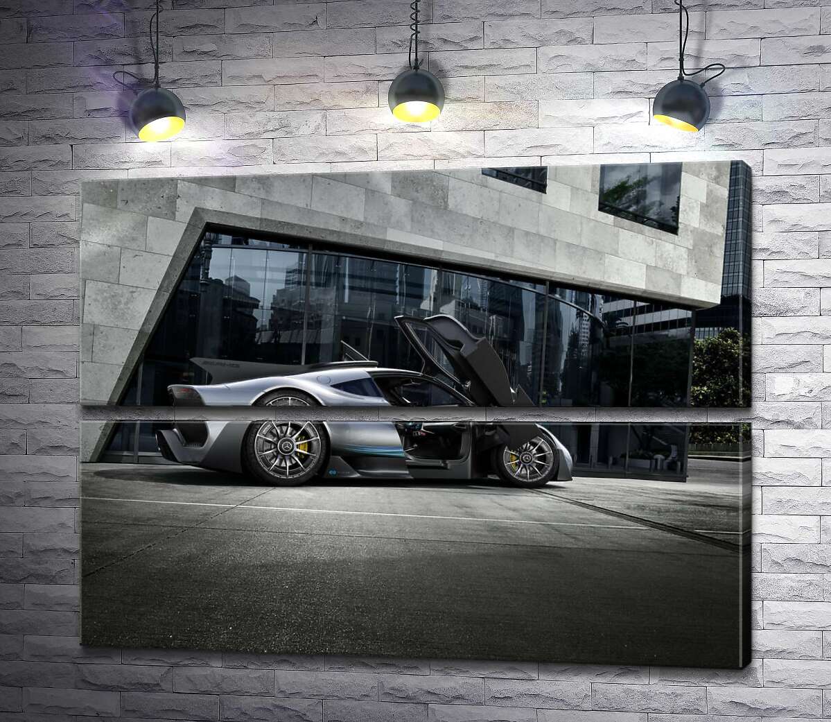 модульна картина Крила-двері в сірому гіперкарі Mercedes-AMG Project One (Модуль №7)