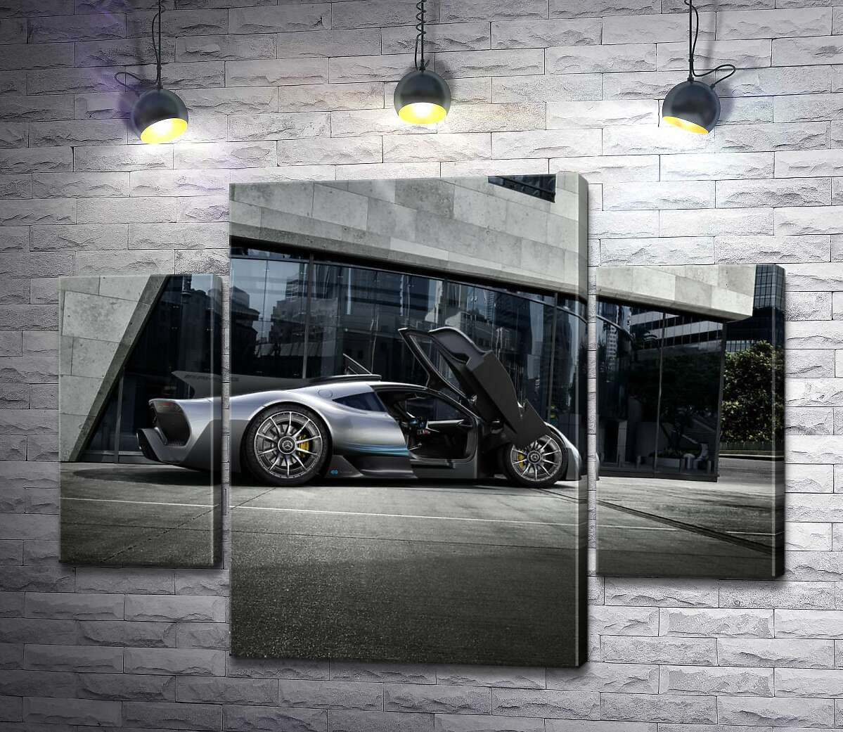 модульна картина Крила-двері в сірому гіперкарі Mercedes-AMG Project One (Модуль №5)