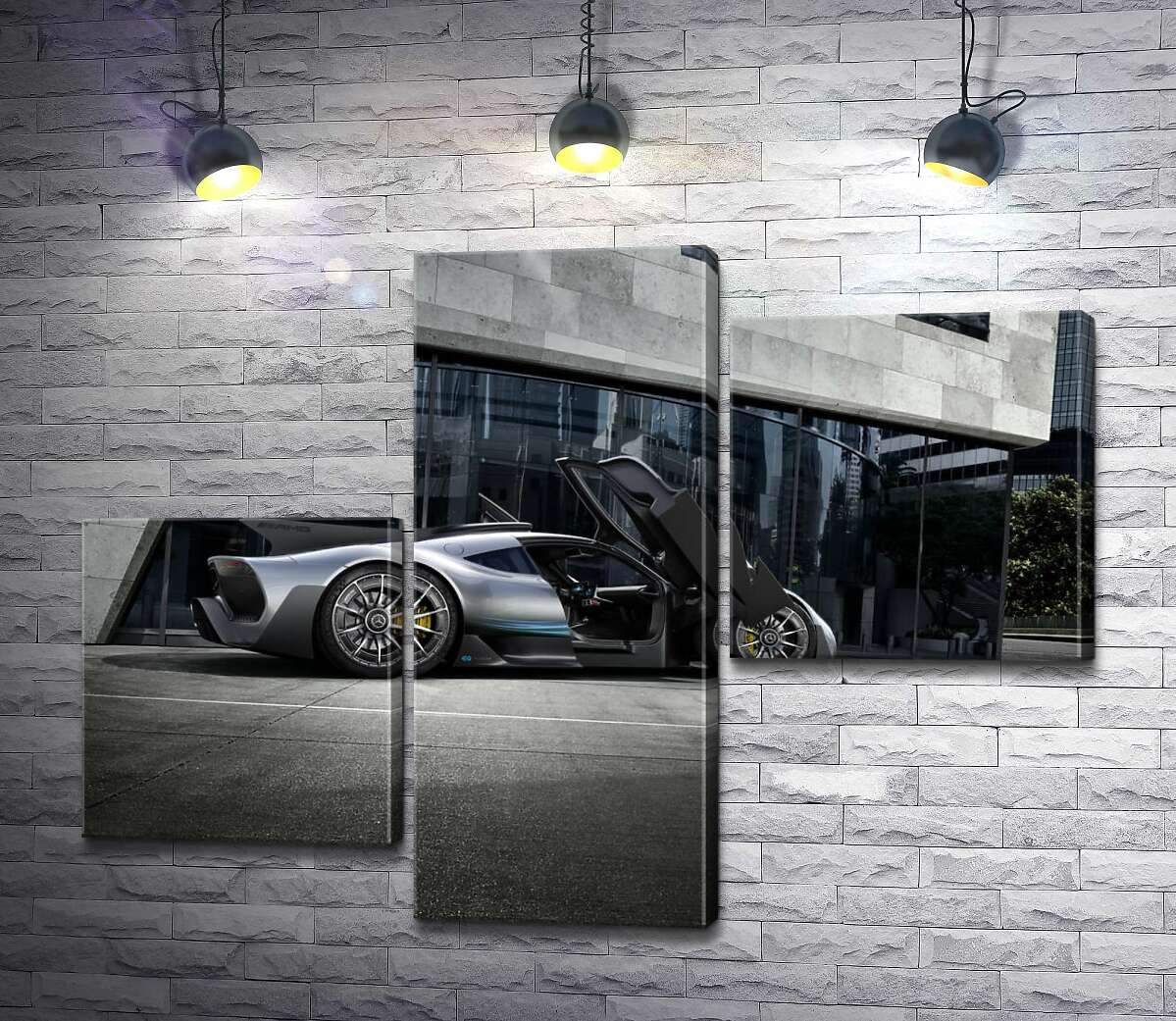 модульна картина Крила-двері в сірому гіперкарі Mercedes-AMG Project One (Модуль №12)