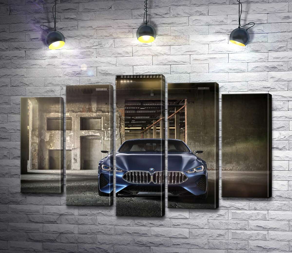 модульная картина Глубокий синий цвет автомобиля BMW 8 (Модуль №4)