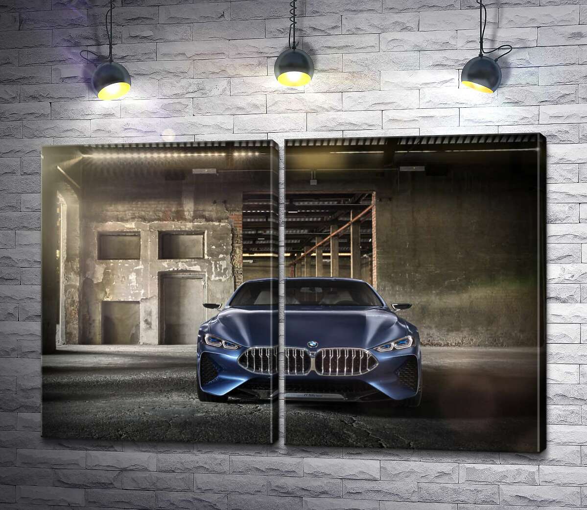 модульная картина Глубокий синий цвет автомобиля BMW 8