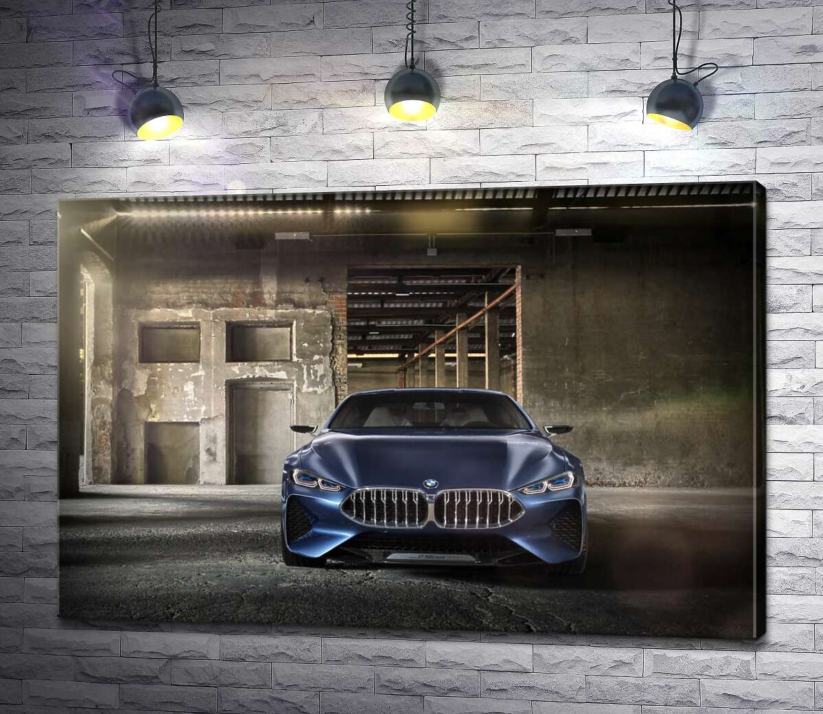 картина Глубокий синий цвет автомобиля BMW 8