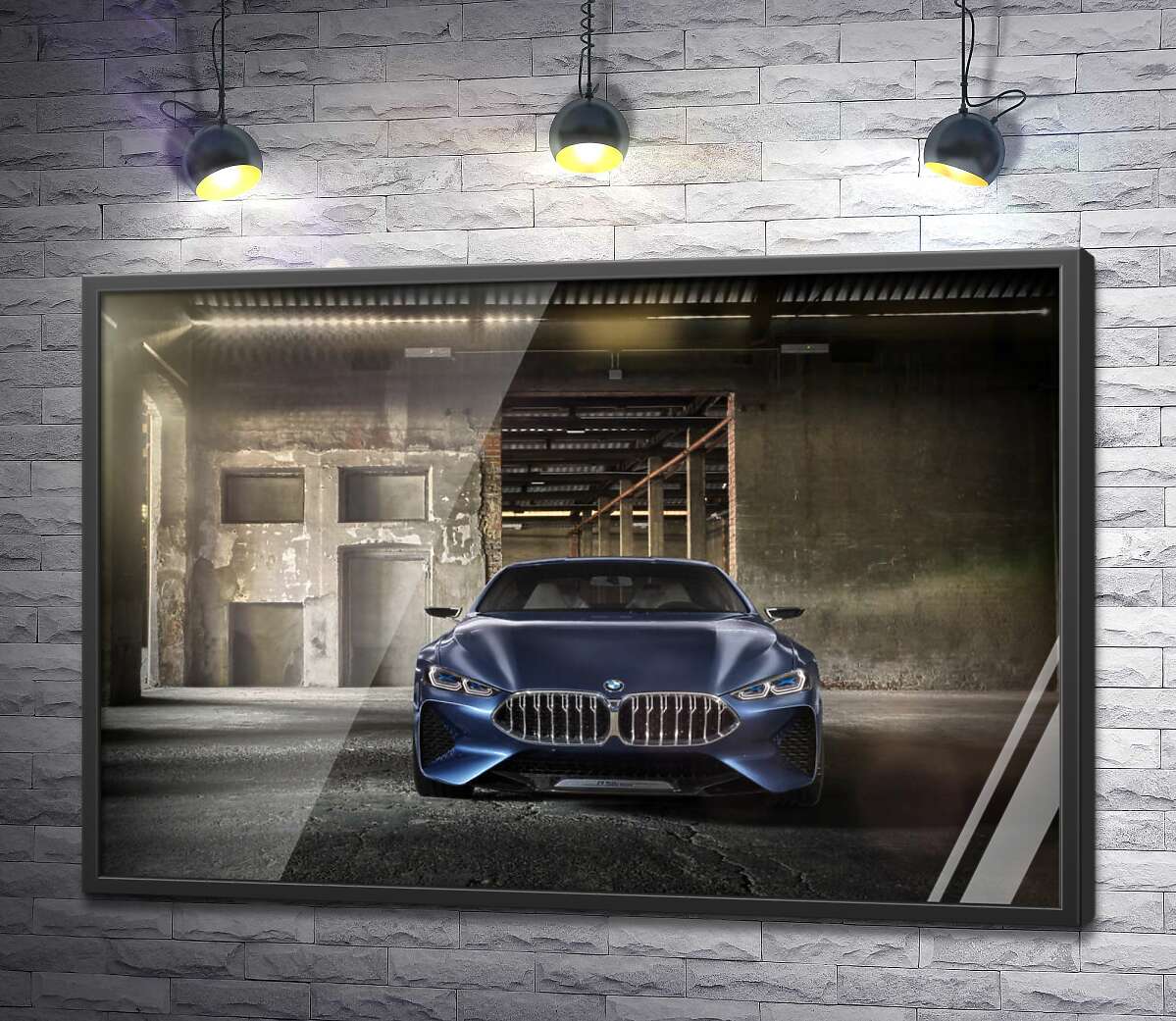 постер Глибокий синій колір автомобіля BMW 8