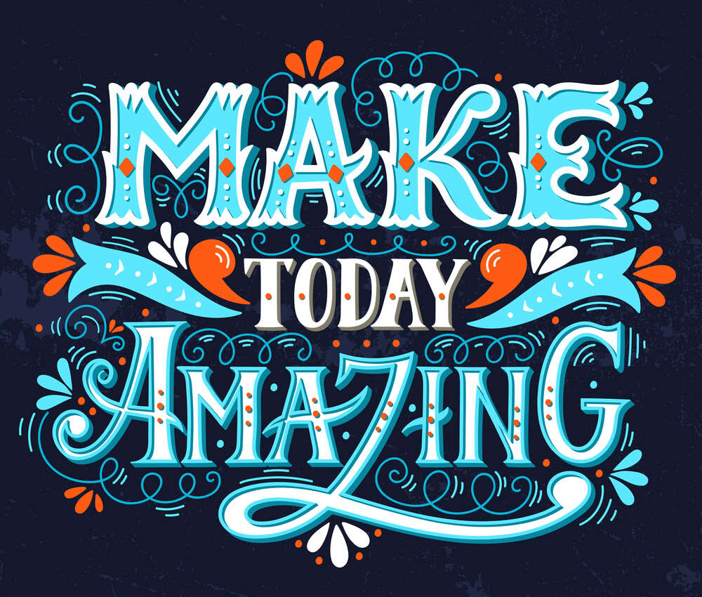 картина-постер Небесная бирюза букв фразы "make today amazing"