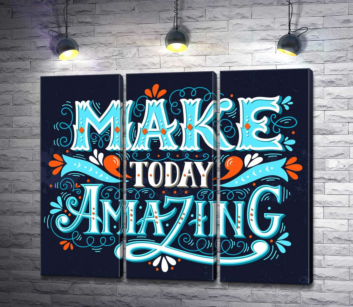модульна картина Небесна бірюза літер фрази "make today amazing" (Модуль №2)