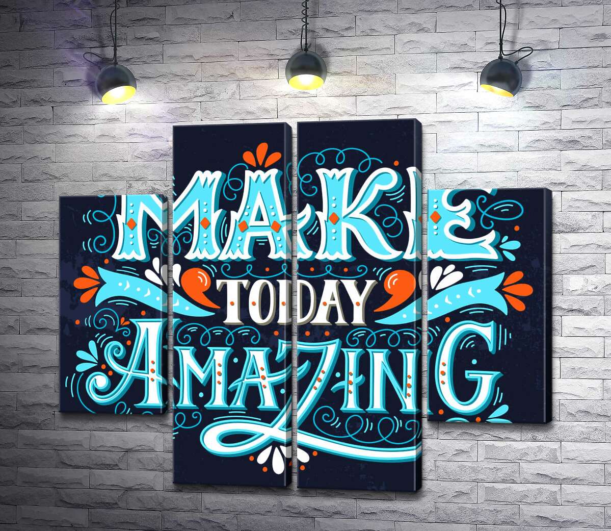 модульна картина Небесна бірюза літер фрази "make today amazing" (Модуль №20)