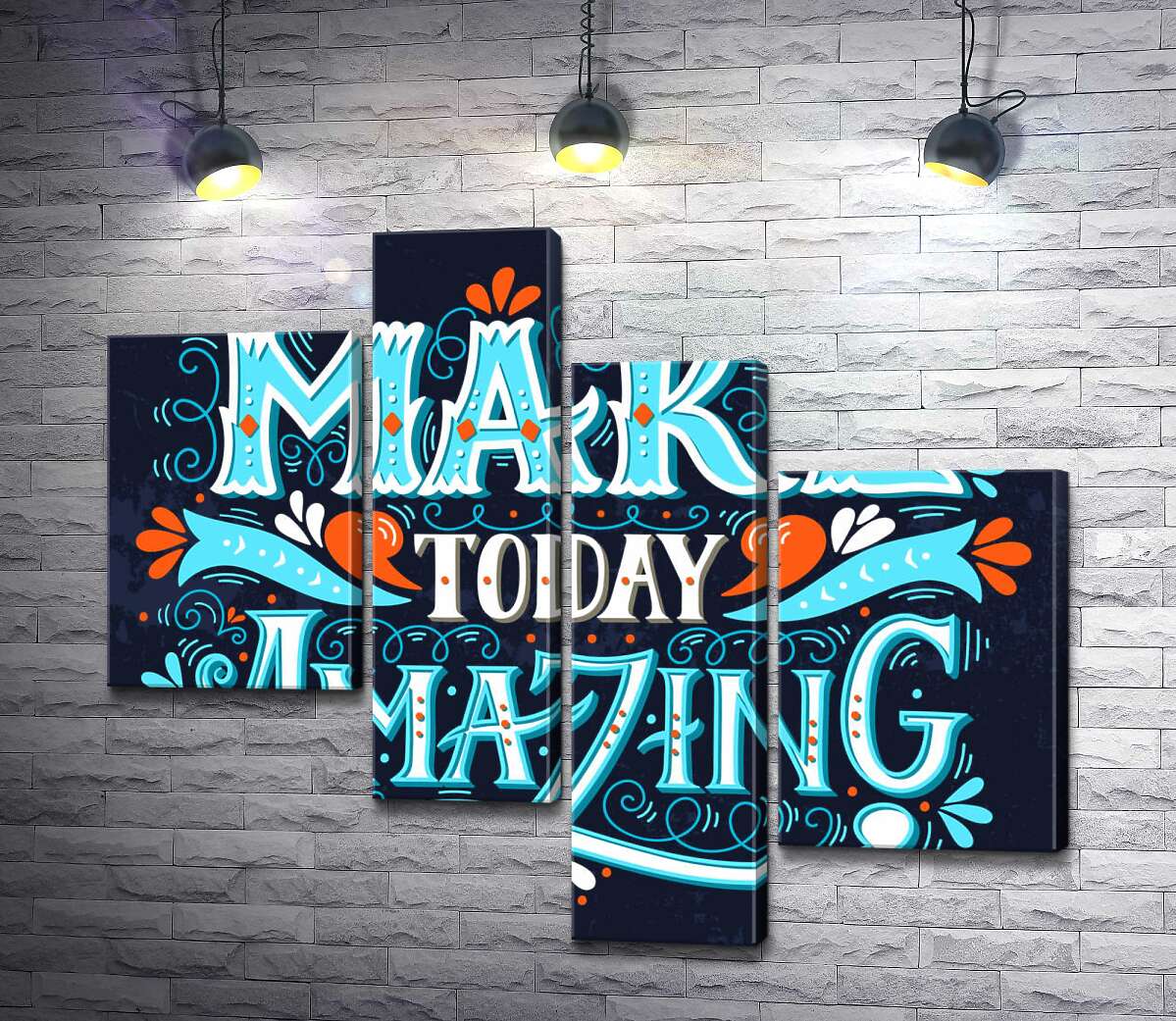 модульна картина Небесна бірюза літер фрази "make today amazing" (Модуль №21)