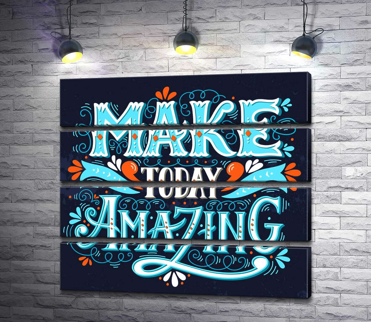 модульна картина Небесна бірюза літер фрази "make today amazing" (Модуль №22)