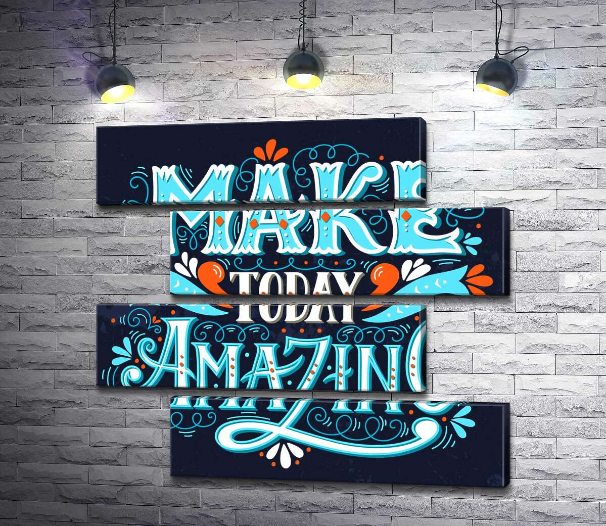 модульна картина Небесна бірюза літер фрази "make today amazing" (Модуль №23)