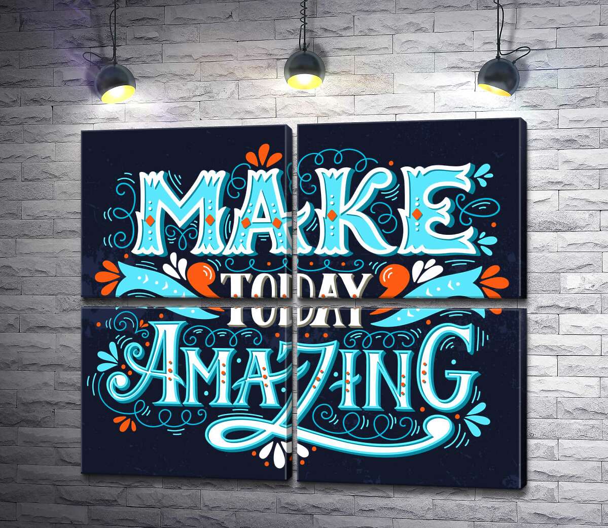 модульна картина Небесна бірюза літер фрази "make today amazing" (Модуль №25)