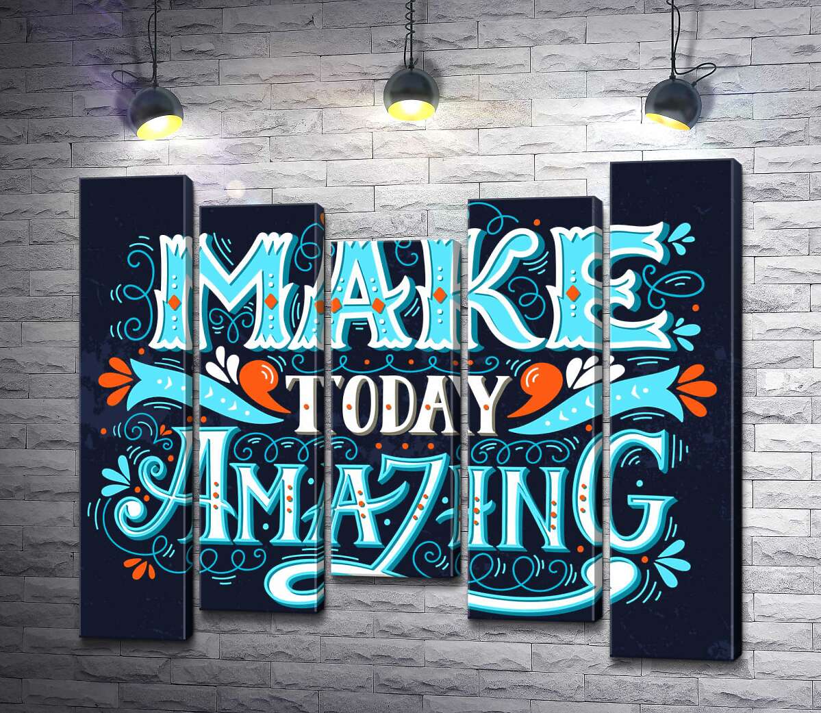 модульна картина Небесна бірюза літер фрази "make today amazing" (Модуль №27)