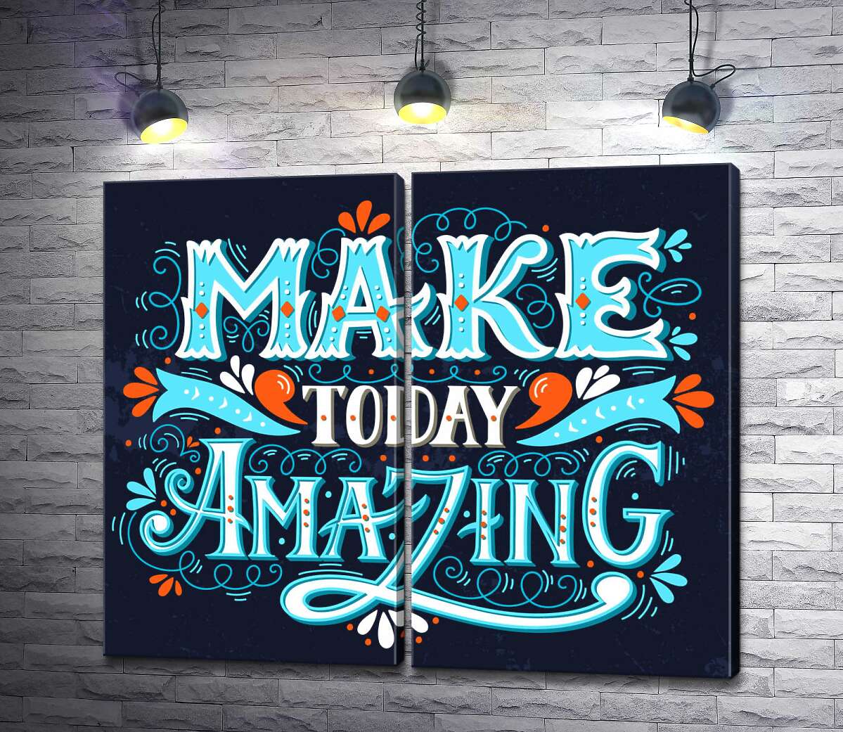 модульная картина Небесная бирюза букв фразы "make today amazing"