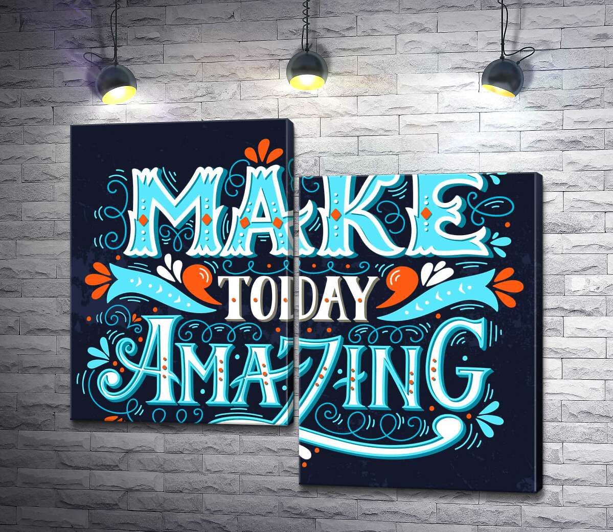 модульна картина Небесна бірюза літер фрази "make today amazing" (Модуль №9)