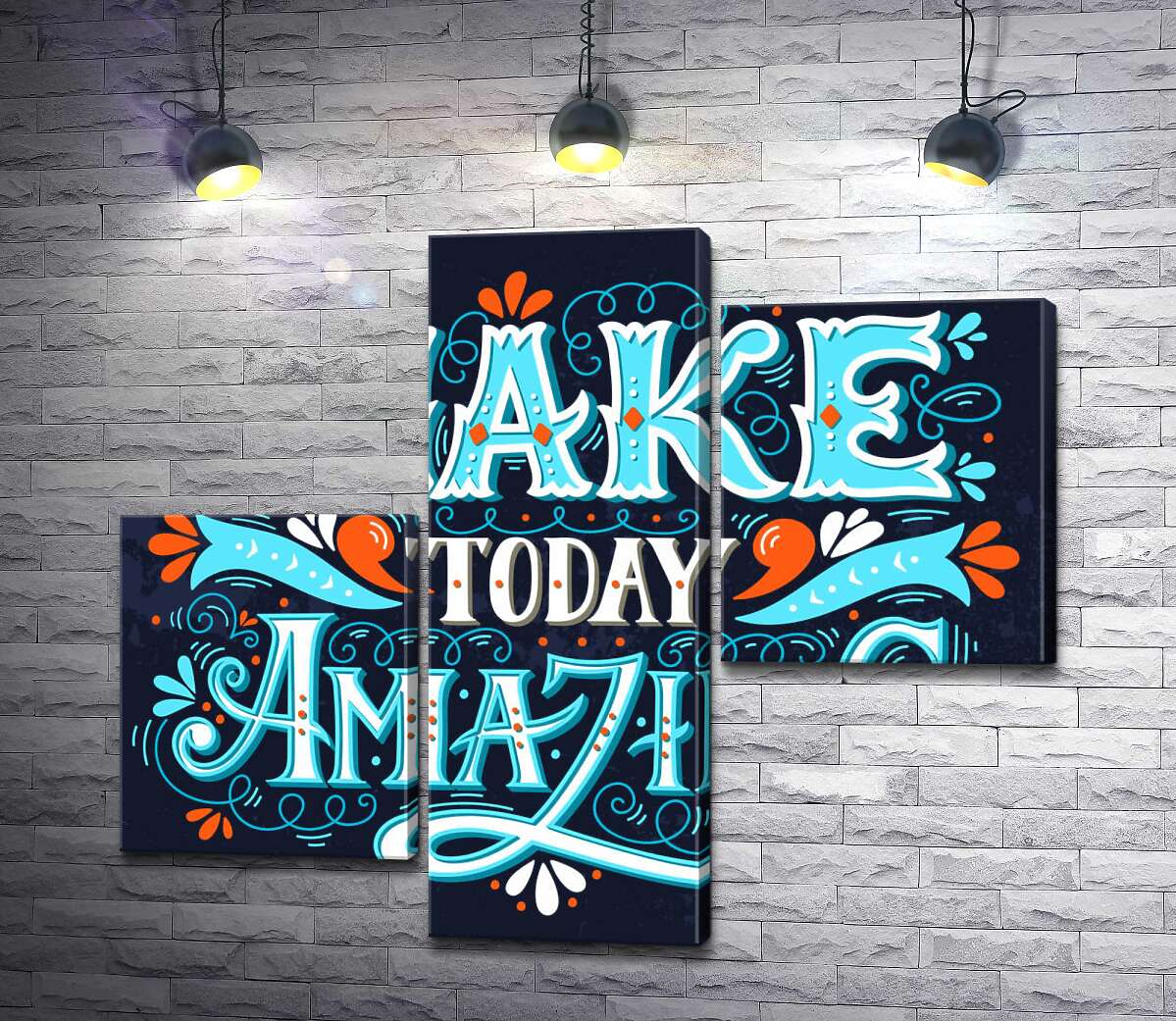модульна картина Небесна бірюза літер фрази "make today amazing" (Модуль №12)