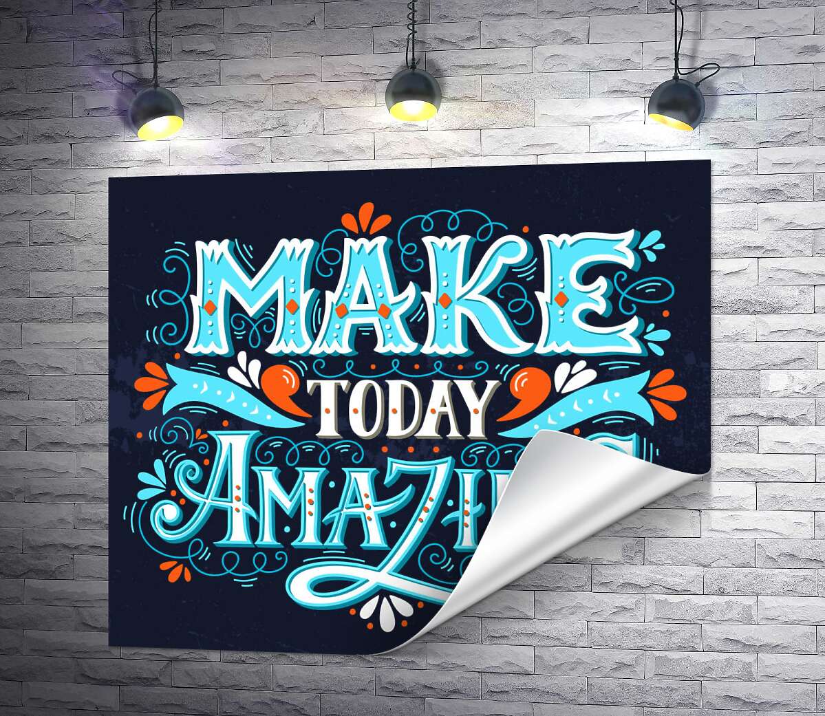 печать Небесная бирюза букв фразы "make today amazing"